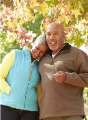 elderly couple smiling